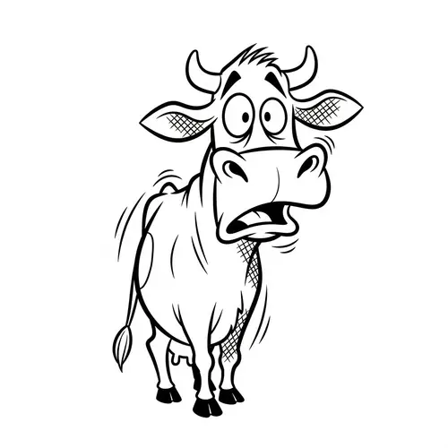 Whimsical Black and White Cow Illustration