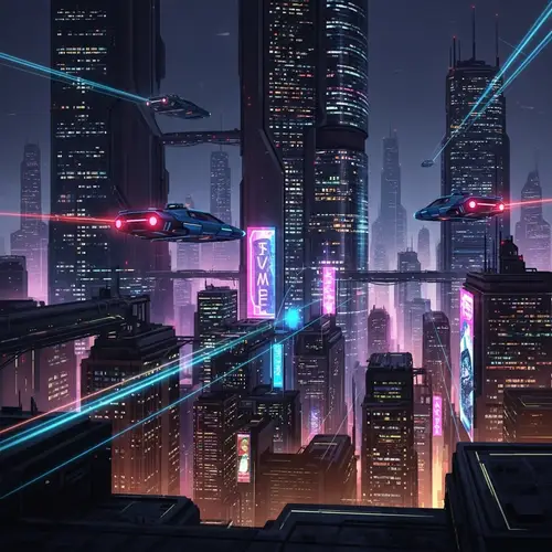 Cyberpunk Cityscape: Vibrant Neon Lights in Futuristic Metropolis