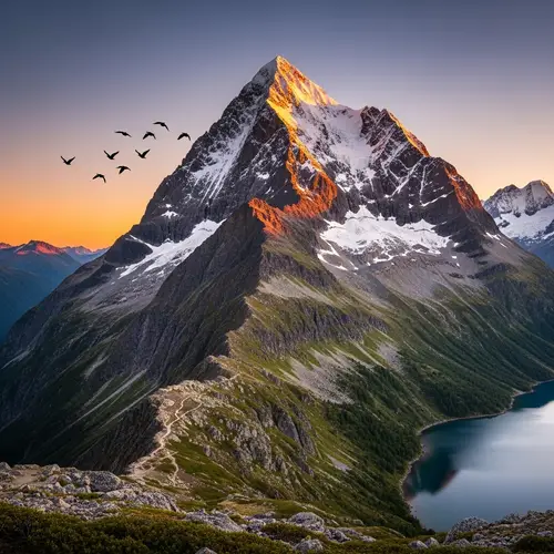 Majestic Mountain at Sunset | Breathtaking Natural Landscape View