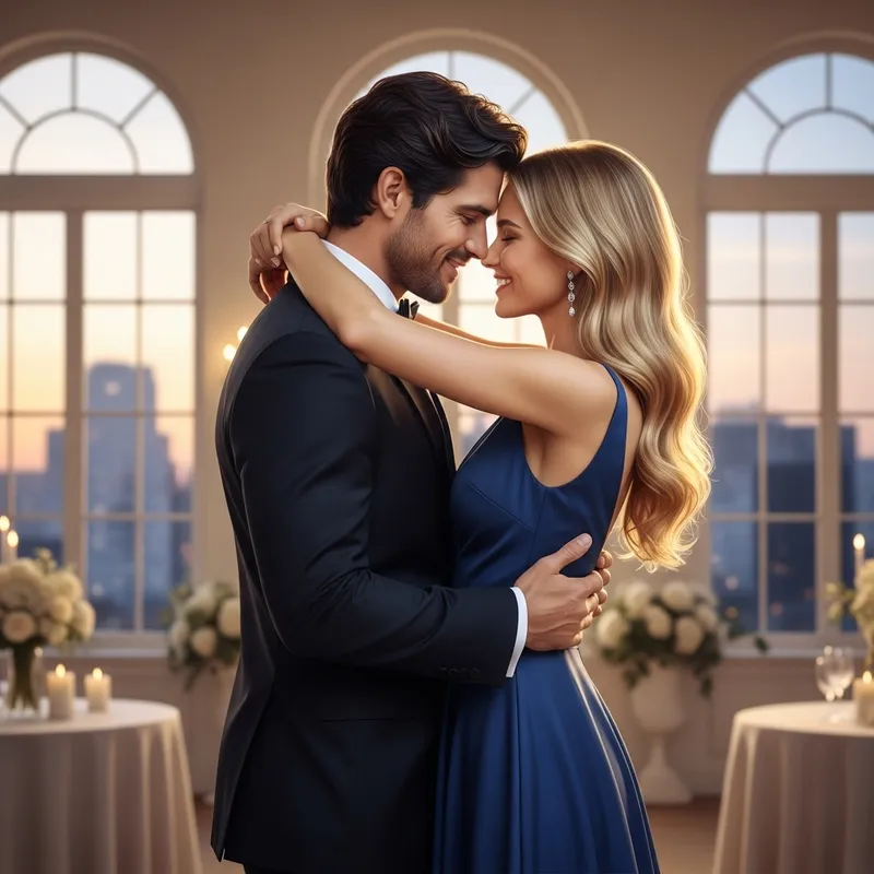 Romantic Hug: Adult Male & Charming Woman Embrace Romantic Hug: Adult Male & Charming Woman Embrace