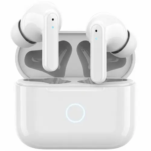 Glossy White Wireless Earbuds | Modern Design