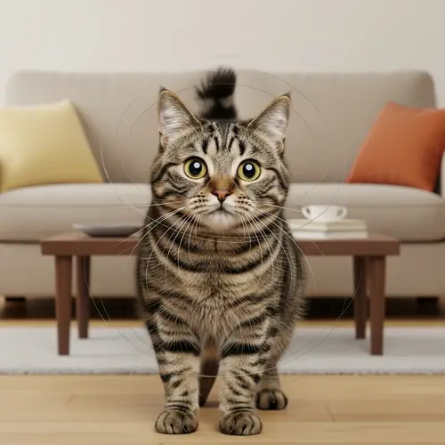Amusing Dizzy Cat in Living Room Setting | Curious Feline Antics