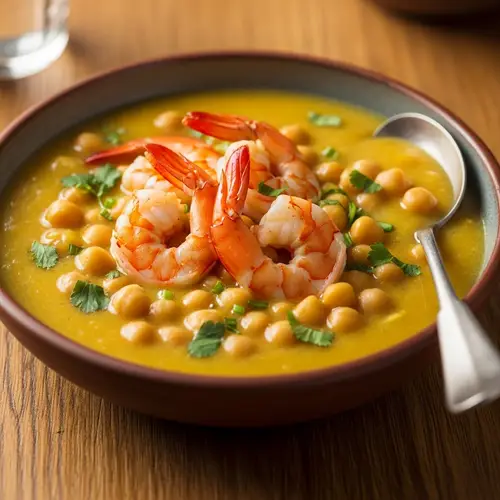Creamy Chickpea Soup with Succulent Prawns - Delicious Comfort Food