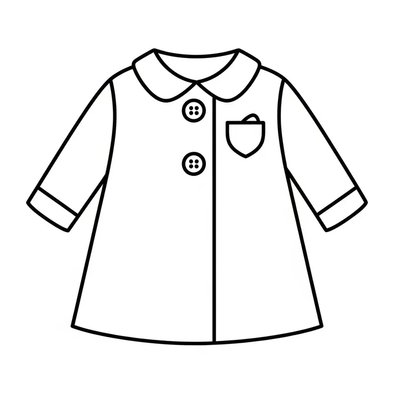Simple Line-Art Coat Coloring Page for Kids Simple Line-Art Coat Coloring Page for Kids