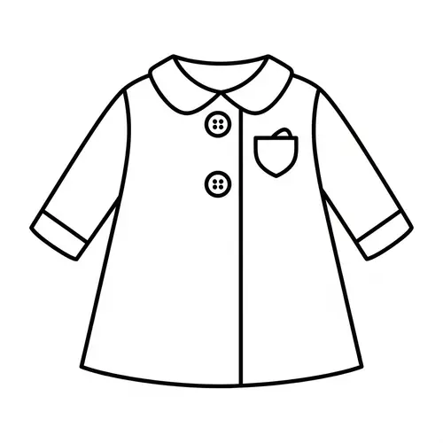 Simple and Adorable Line-Art Coat Illustration for Kids