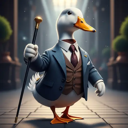 Elegant Duck in Suit and Cane: A Charming Display