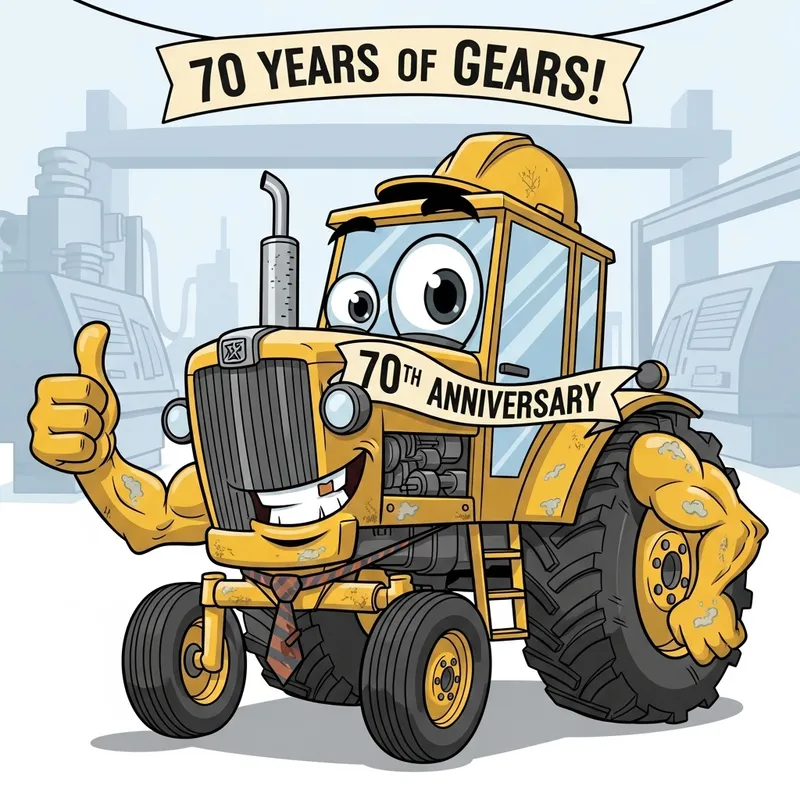 Dynamic Cartoon Tractor Character for 70th Anniversary Celebration