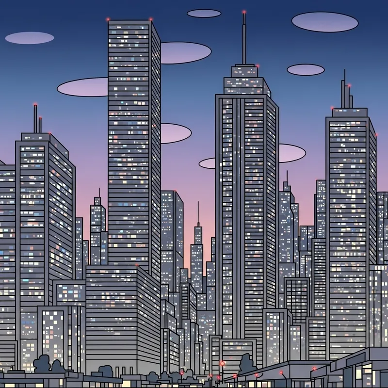 Twilight Cityscape Abstract - Unique Urban Art