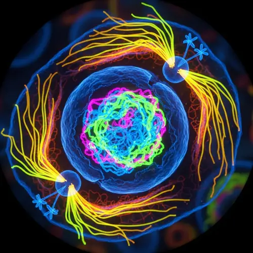 Vibrant Microscopic View of Prophase Cell Division