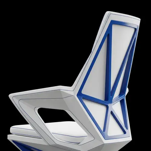 Futuristic White Chair with Subtle Blue Lines
