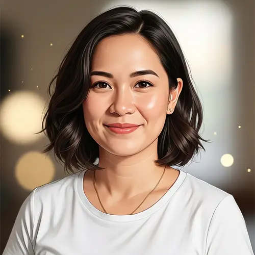 Filipina Woman in 30s: White T-Shirt & Gold Necklace