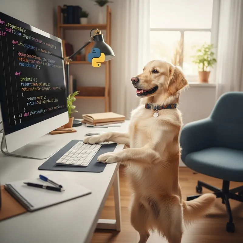 Dog Coding Dance in Front of Computer