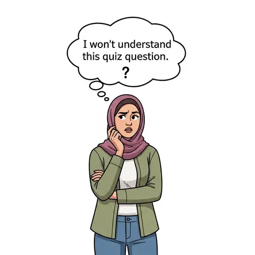 Confused Woman Quiz Question | Middle-Eastern Art Style