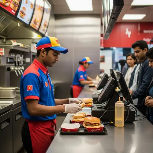 Young South Asian McDonald's Employee in Action