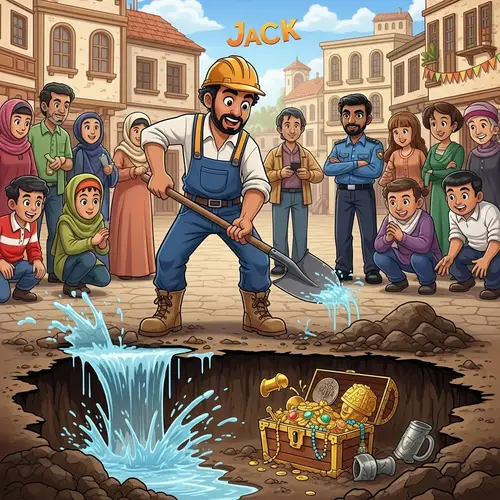 Jack the Construction Worker's Unexpected Treasure Discovery in Town Square