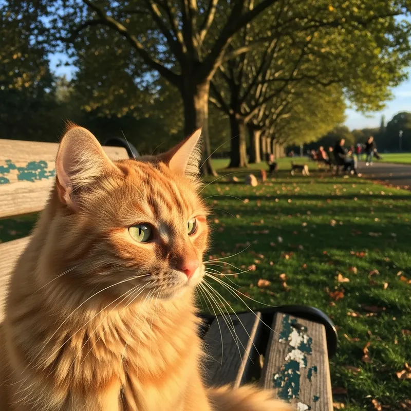 Adorable Cat Relaxing in the Park
