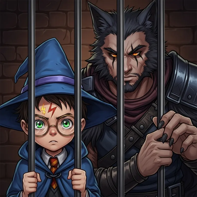 Harry Potter vs. Fenrir Greyback: Digital Art Prison Scene