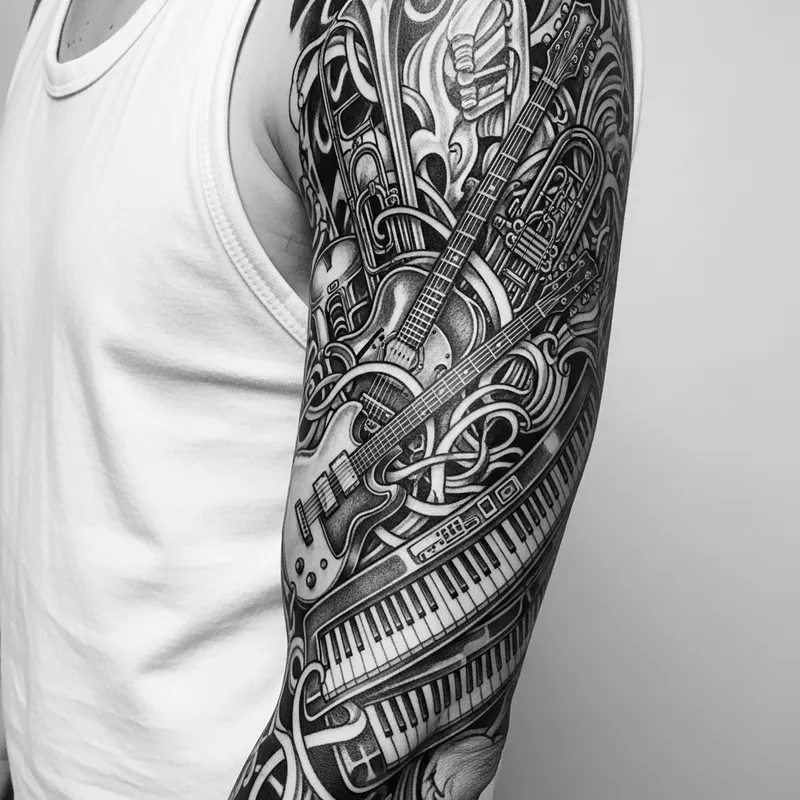 Dynamic Musical Instruments Pencil Sketch