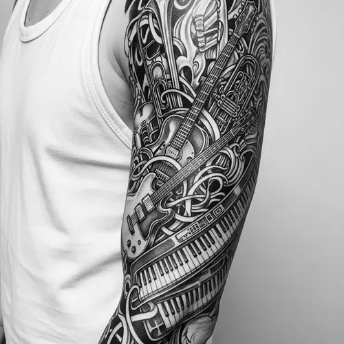 Dynamic Musical Instruments Pencil Sketch