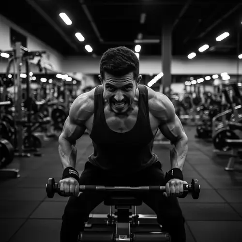 Determination and Strength: Intense Workout in Solitary Gym Setting
