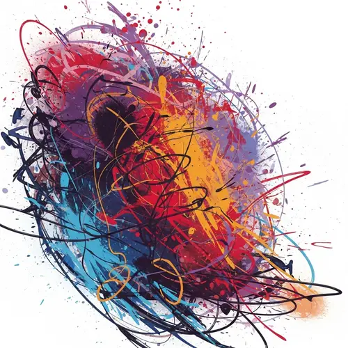 Dynamic Abstract Masterpiece with Vibrant Colors and Spontaneous Brushstrokes