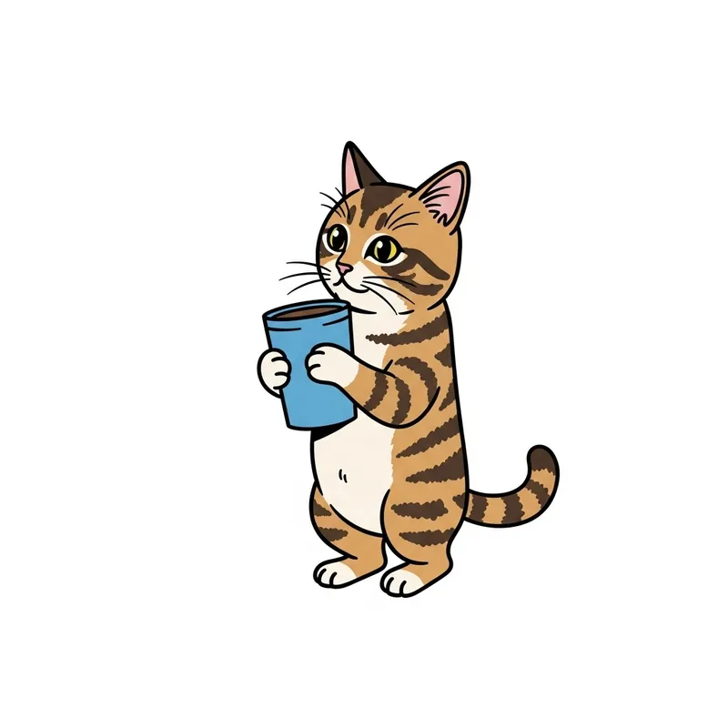 Adorable Cat in 45-Degree Side View Holding Object