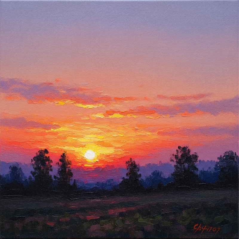 Impressionistic Sunset Artwork in Vivid Colors