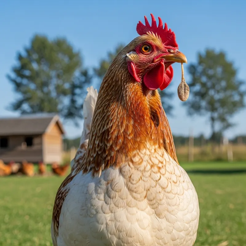Healthy Adult Chicken in Grassy Field