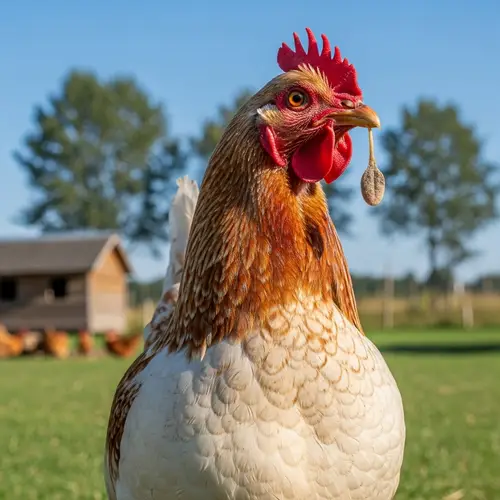 Healthy Adult Chicken in Grassy Field
