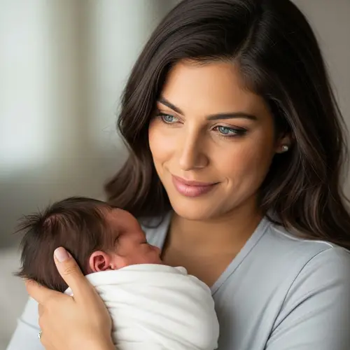 Hispanic Woman Holding Newborn Baby | Tender Mother And Child Moment