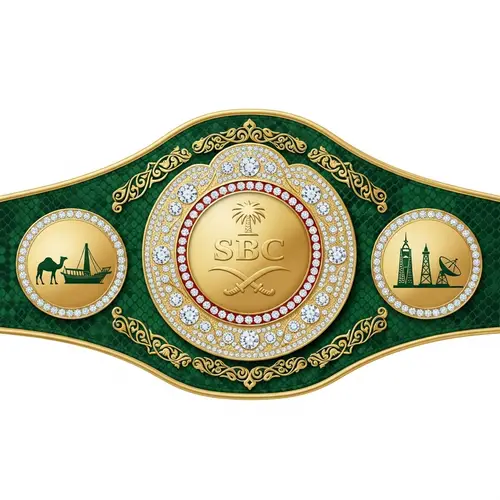 Saudi Boxing Championship Belt - Emerald Design with Gold Medallion