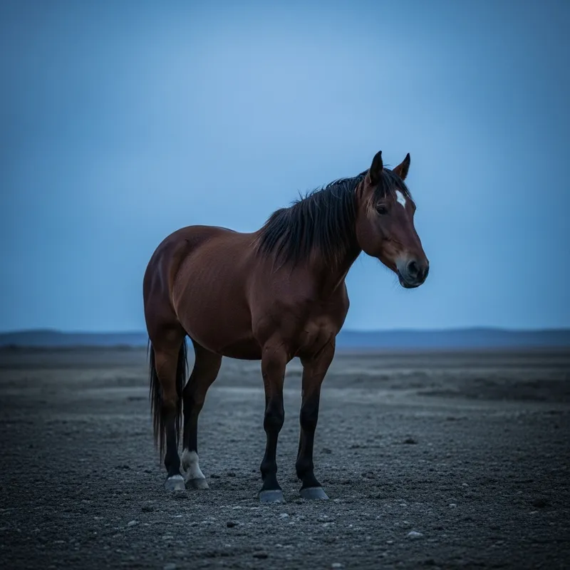 Sad Horse in Barren Landscape Sad Horse in Barren Landscape