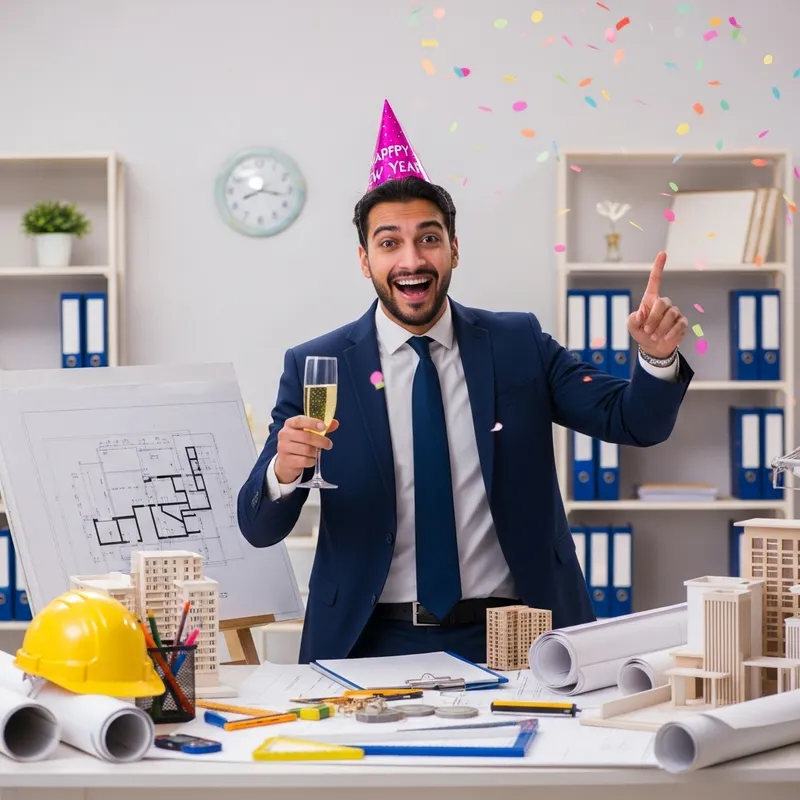Male Architect Celebrating New Year