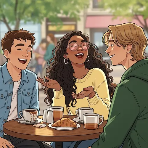 Diverse Trio of Friends Laughing Together | Fun and Joyful Scene