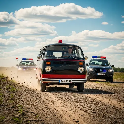 High-Stakes Chase: Young Male Evades Police in Classic Van