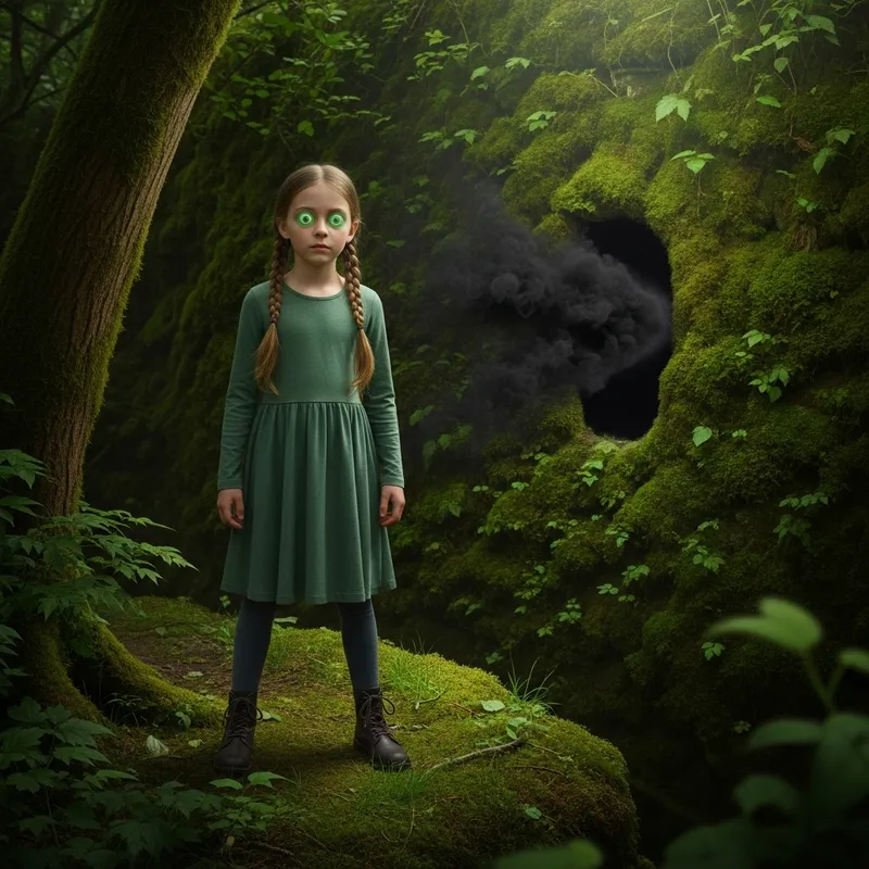 Young Girl with Visionary Powers gazing at a Mysterious Portal Young Girl with Visionary Powers gazing at a Mysterious Portal