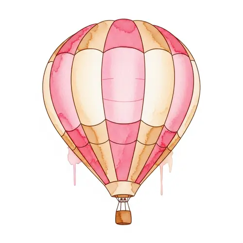 Hot Air Balloon Clip Art with Watercolor Texture