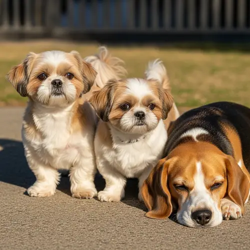 Heartwarming Scene: 2 Shih Tzus & 1 Beagle Harmony