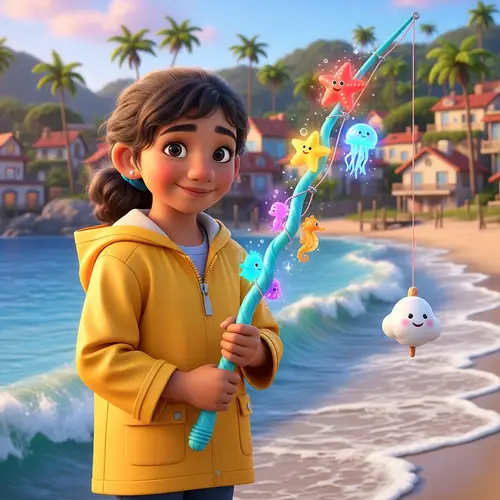 Charming Fisher Girl in Yellow Jacket - Beach Village