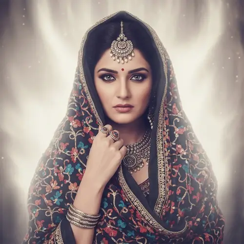 Mysterious Persona: Enigmatic Woman in Fashionable Attire