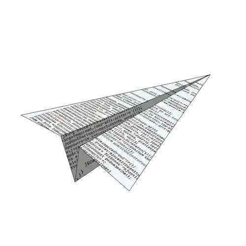 Gracefully Soaring Paper Airplane with Large JSON Text