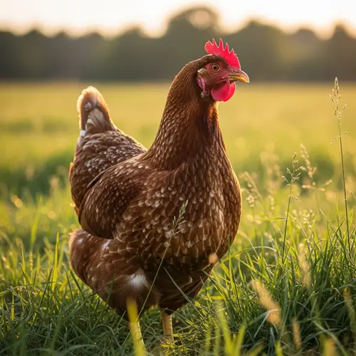 Stunning Hen in Vibrant Green Field