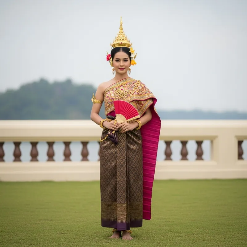 Beautiful Thai Woman in Traditional Attire