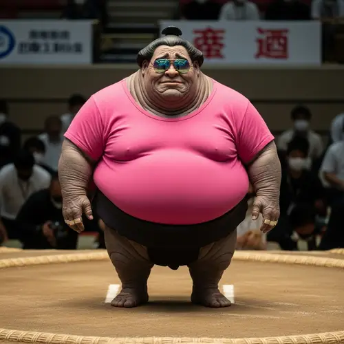 Amiable Sumo Creature in Pink Shirt & Sunglasses