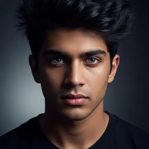 Dramatic Studio Portrait of Young South Asian Man