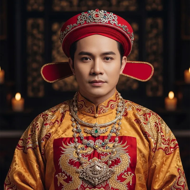 Vietnamese Feudal Era Prince in Traditional Royal Attire