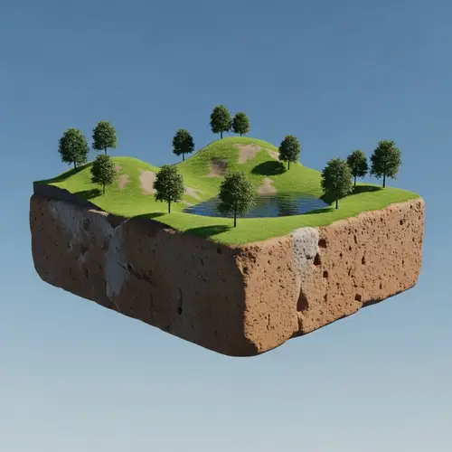3D Large Brick Levitating with Miniature Landscape