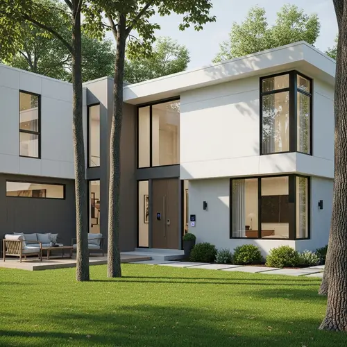 Modern L-Shaped House Design | Minimalist Exterior with Large Windows