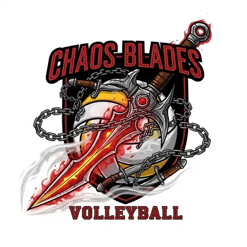Mythical Chaos Blade Volleyball Team Logo Design