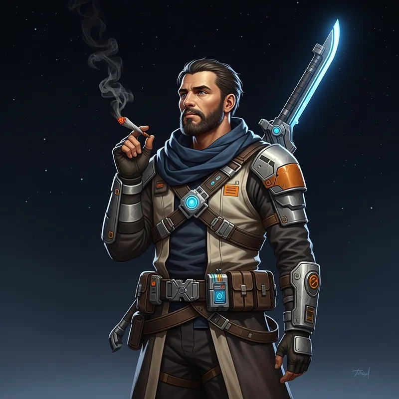 Futuristic Jedi Knight Smoking Blunt Futuristic Jedi Knight Smoking Blunt